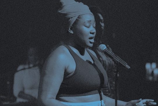 Nancy Denis performing M'ap Boule